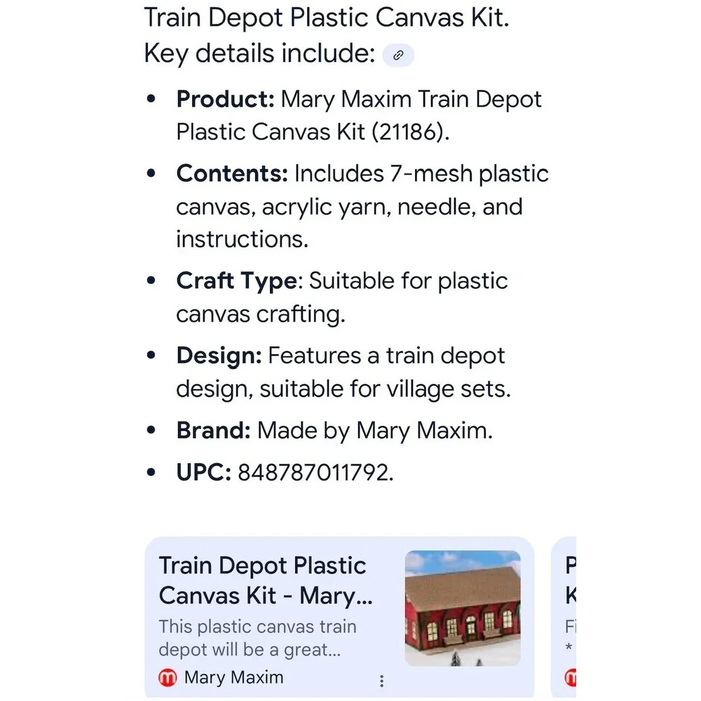 Needle Point Kit 3D Train Depot Complete Kit 21186 Mary Maxim Village Piece